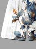 Distressed Colorblock Flowers Leaf Print Plus Size Matching Hawaii Beach Outfit For Couples -  