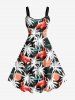 Costume de Plage Flamant Arbre Noix de Coco Grande Taille Assortis pour Couple - Noir 