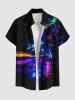 Galaxy Colorful Coconut Tree Seascape Print Plus Size Matching Hawaii Beach Outfit For Couples -  