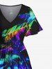Galaxy Colorful Coconut Tree Seascape Print Plus Size Matching Hawaii Beach Outfit For Couples -  