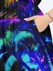 Galaxy Colorful Coconut Tree Seascape Print Plus Size Matching Hawaii Beach Outfit For Couples -  