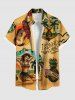 Tenue de Plage Grande Taille Imprimé Cocotiers et Paysage Marin pour Couples - Deep Yellow 