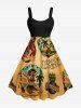 Tenue de Plage Grande Taille Imprimé Cocotiers et Paysage Marin pour Couples - Deep Yellow 