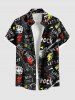 Letters Guitar Lightning Earphones Print Music Roll Matching Hawaii Beach Outfit For Couples -  
