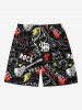 Letters Guitar Lightning Earphones Print Music Roll Matching Hawaii Beach Outfit For Couples -  