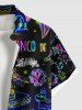 Plus Size Fish Plant Straw Hat Vegetable Floral Skull Print Buttons Pocket Hawaii Shirt For Men -  