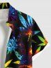 Plus Size Colorful Maple Leaf Print Buttons Pocket Hawaii Shirt For Men -  
