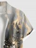Plus Size Textured Leaf Branch Quicksand Print Hawaii Button Pocket Shirt For Men -  