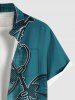 Plus Size 3D Textured Flower Leaf Print Hawaii Button Pocket Shirt For Men -  