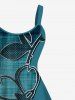 Robe débardeur grande taille à imprimé floral et feuilles texturé 3D style hawaïen, coupe trapèze. - Vert 4X