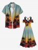 Plus Size Coconut Tree Ombre Print Cold Shoulder Crisscross Hawaii Maxi Dress -  