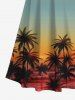 Plus Size Coconut Tree Ombre Print Cold Shoulder Crisscross Hawaii Maxi Dress -  