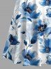 Maxi Robe Croisée Fleur Imprimée à Epaule Ouverte de Grande Taille - Bleu 6X