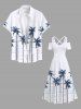 Plus Size Coconut Tree Cloud Print Cold Shoulder Crisscross Hawaii Maxi Dress -  