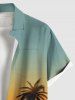 Plus Size Coconut Tree Ombre Print Buttons Pocket Hawaii Shirt For Men -  