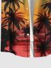 Plus Size Coconut Tree Ombre Print Buttons Pocket Hawaii Shirt For Men -  