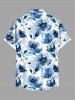 Chemise à Imprimé Fleurs à L'Aquarelle avec Boutons et Poche Grande-Taille pour Hommes - Bleu XL