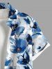 Chemise à Imprimé Fleurs à L'Aquarelle avec Boutons et Poche Grande-Taille pour Hommes - Bleu XL