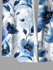 Chemise à Imprimé Fleurs à L'Aquarelle avec Boutons et Poche Grande-Taille pour Hommes - Bleu XL