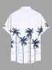 Plus Size Coconut Tree Cloud Print Buttons Pocket Hawaii Shirt For Men -  