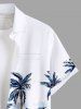 Plus Size Coconut Tree Cloud Print Buttons Pocket Hawaii Shirt For Men -  