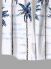 Plus Size Coconut Tree Cloud Print Buttons Pocket Hawaii Shirt For Men -  