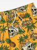 Plus Size Coconut Tree Skull Juice Pineapple Letters Print Hawaii Drawstring Beach Shorts For Men -  
