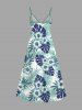 Plus Size Tropical Leaf Flower Print Surplice Hawaii Cami Dress -  