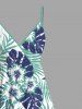 Plus Size Tropical Leaf Flower Print Surplice Hawaii Cami Dress -  