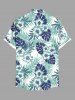 Plus Size Tropical Leaf Flower Print Buttons Pocket Hawaii Shirt For Men -  