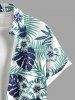 Plus Size Tropical Leaf Flower Print Buttons Pocket Hawaii Shirt For Men -  