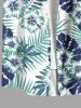 Plus Size Tropical Leaf Flower Print Buttons Pocket Hawaii Shirt For Men -  
