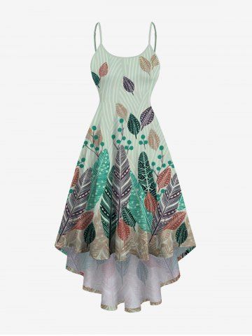 Robe asymétrique hawaïenne à imprimé tropical coloré grande taille - LIGHT GREEN - 2X
