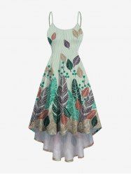Robe asymétrique hawaïenne à imprimé tropical coloré grande taille - Vert clair S