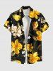 Costume de Plage Grande Taille Imprimé à Fleurs et Feuilles Assorti - Noir 