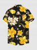 Costume de Plage Grande Taille Imprimé à Fleurs et Feuilles Assorti - Noir 