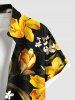 Costume de Plage Grande Taille Imprimé à Fleurs et Feuilles Assorti - Noir 