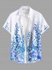 Costume de Plage Grande Taille Imprimé à Fleurs et Feuilles Assorti - Bleu Ciel 