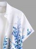 Costume de Plage Grande Taille Imprimé à Fleurs et Feuilles Assorti - Bleu Ciel 