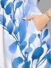 Costume de Plage Grande Taille Imprimé à Fleurs et Feuilles Assorti - Bleu Ciel 