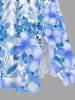 Costume de Plage Grande Taille Imprimé à Fleurs et Feuilles Assorti - Bleu Ciel 