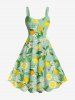 Flower Leaf Lemon Print Plus Size Matching Hawaii Beach Outfit For Couples -  
