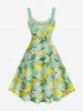 Flower Leaf Lemon Print Plus Size Matching Hawaii Beach Outfit For Couples -  