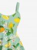 Flower Leaf Lemon Print Plus Size Matching Hawaii Beach Outfit For Couples -  