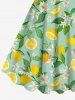 Flower Leaf Lemon Print Plus Size Matching Hawaii Beach Outfit For Couples -  