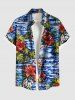Transparent à Imprimé Cocotiers et Fleurs Tropicales Grande-Taille pour la Plage - Bleu 