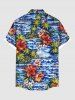 Transparent à Imprimé Cocotiers et Fleurs Tropicales Grande-Taille pour la Plage - Bleu 