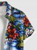Transparent à Imprimé Cocotiers et Fleurs Tropicales Grande-Taille pour la Plage - Bleu 