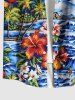 Transparent à Imprimé Cocotiers et Fleurs Tropicales Grande-Taille pour la Plage - Bleu 