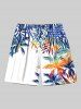 Tenue de plage hawaïenne assortie grande taille à imprimé feuilles tropicales de cocotier coloré pour couples - Blanc 